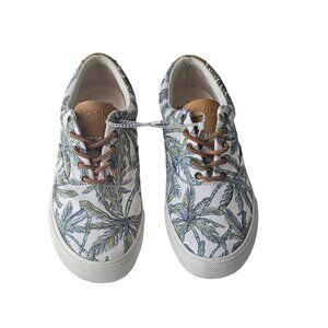 Sperry Men's SeaCycled Striper Sz 10.5 CVO Palms/White Canvas Sneakers STS25133